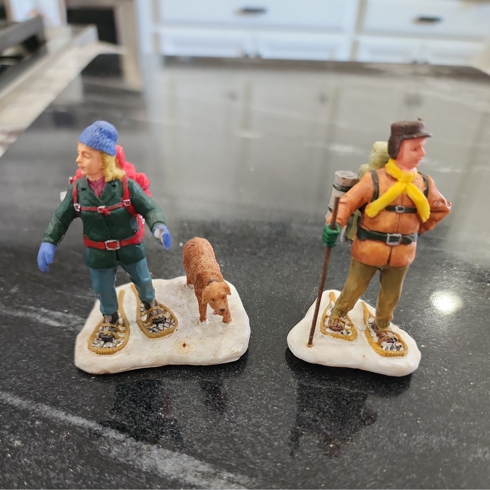 (2) Lemax Village Christmas‎ "SNOWSHOE BACKPACKERS" Vintage Figurine #12496 Set